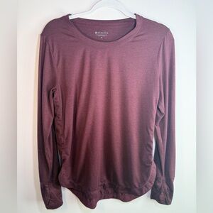 Athleta Womens Burgundy Long Sleeve Ruched Shirt size Medium